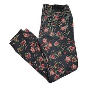 Y2K Miss Me Jeans Floral Pattern Black‎ Jean Pants Women’s 28x26.5